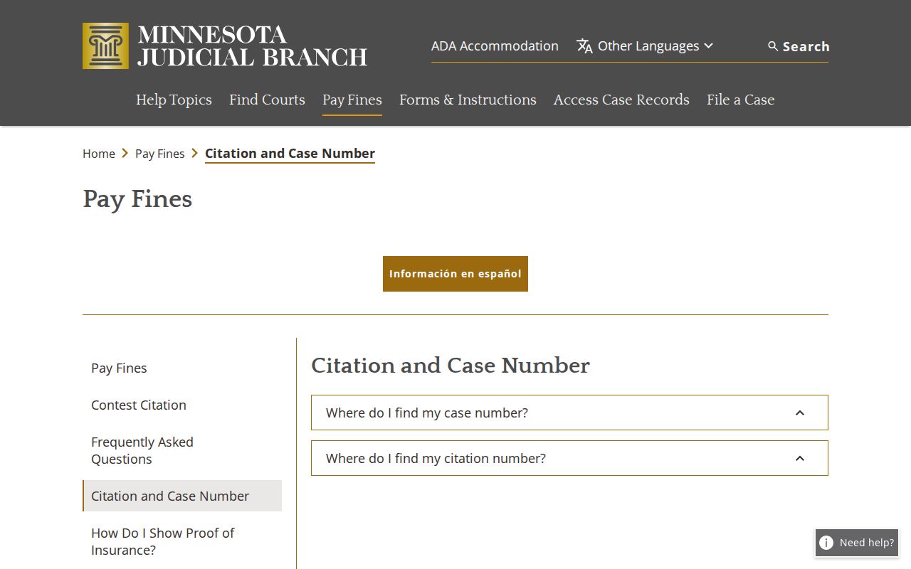 Minnesota traffic court citation and court file number guidance