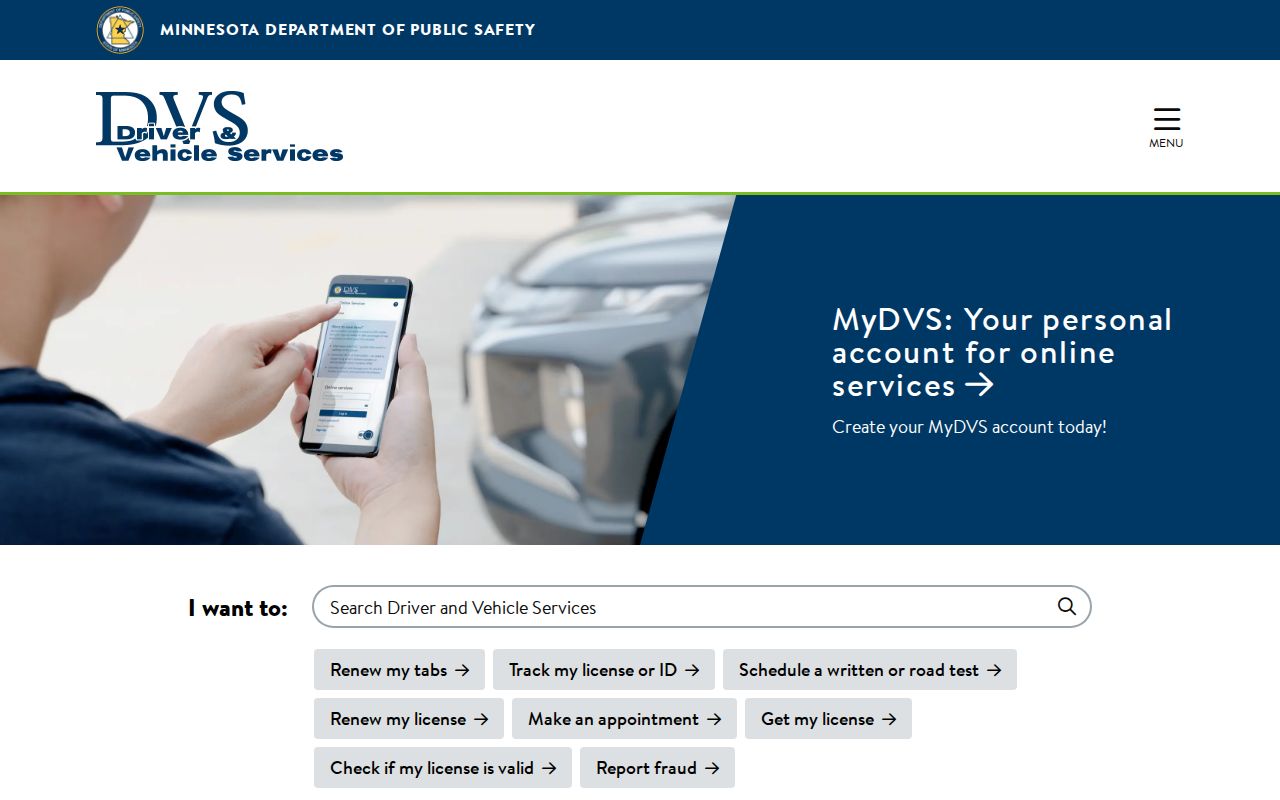 Minnesota DVS driver record and licensing service directory